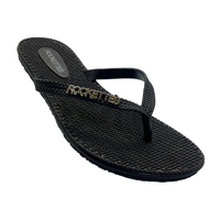 Platinum Weave Thongs | Black | Womens Classic Woven Sandals for Everyday Aussie Wear | Rockos