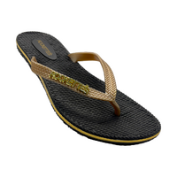 Platinum Weave Thongs | Black & Gold | Womens Woven Sandals for Laid-Back Aussie Elegance | Rockos