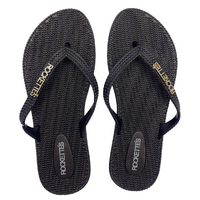 Platinum Weave Thongs | Black | Womens Classic Woven Sandals for Everyday Aussie Wear | Rockos