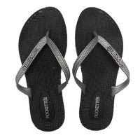 Platinum Weave Thongs | Black & Silver | Womens Woven Sandals Built for Aussie Summers | Rockos