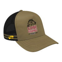 Rockos Outback Caps - Gone Fishing Beer Khaki Trucker Cap