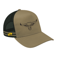 Rockos Outback Caps - Angry Bull Khaki Trucker Cap