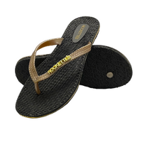 Platinum Weave Thongs | Black & Gold | Womens Woven Sandals for Laid-Back Aussie Elegance | Rockos